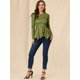 thumbnail image 3 of Tops Peplum De Otoño Con Volantes Y Estampado Floral De Manga Larga Para Mujer Verde oliva XL Unique Bargains Blusa, 3 of 6