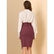 thumbnail image 5 of Allegra K Falda de tubo corta vintage con cinturón y abertura con botones decorativos para mujer Bor Unique Bargains Falda, 5 of 6