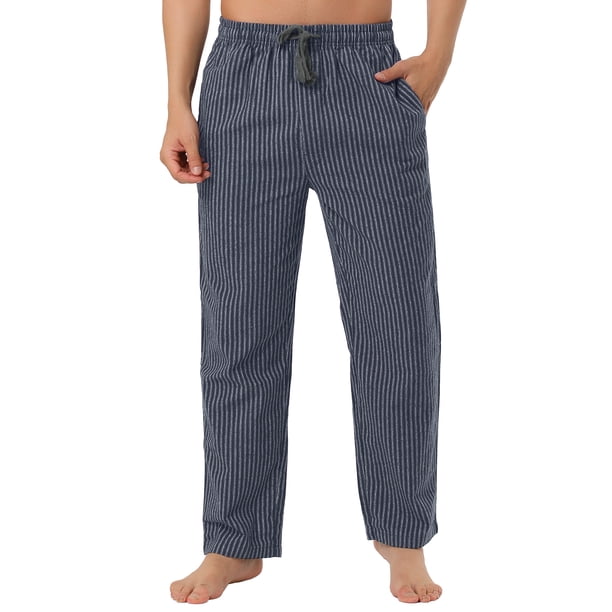 Pantalones de pijama estampados a cuadros con cordón de franela de invierno para hombre con bolsillo Unique Bargains Pantalones