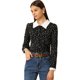 thumbnail image 1 of Allegra K Blusa Peter Pan De Manga Larga Con Botones En El Cuello En Contraste De Puntos Para Mujer Unique Bargains Blusa, 1 of 6