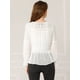 thumbnail image 5 of Allegra K Blusa Peplum Bordado Cintura Fruncida Cuello De Borla Panel De Encaje Para Mujeres Blanco Unique Bargains Blusa, 5 of 6