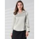 thumbnail image 4 of Blusa De Trabajo De Oficina Manga Larga Sólido Cuello Pico Vuelto Para Mujer Gris S Unique Bargains Blusa, 4 of 6
