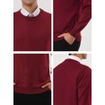 thumbnail image 5 of Suéter de punto de color sólido de manga larga con cuello redondo informal para hombre rojo L Unique Bargains Sweater, 5 of 5