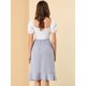 thumbnail image 5 of Allegra K Falda midi dividida con botones en la espalda y dobladillo con volantes florales para mujer Púrpura XS Unique Bargains Falda, 5 of 6