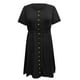 thumbnail image 4 of Vestido largo hasta la rodilla con botones y cuello redondo de manga corta, informal, cómodo, a la m Pompotops ghjkhdj12976, 4 of 5
