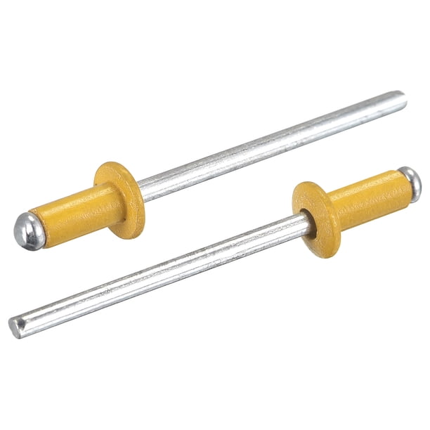 Ciegos Remaches, 3,2mm x 7mm Aluminio Abierto Extremo Plano Redonda Cabeza Remache para Unir Metal Placa Cuero, Dorado Tono 200uds Unique Bargains remaches ciegos de hardware