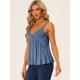 thumbnail image 2 of Camiseta sin mangas informal con cuello en V y tirantes finos sin espalda para mujer Azul XS Unique Bargains Blusa, 2 of 5