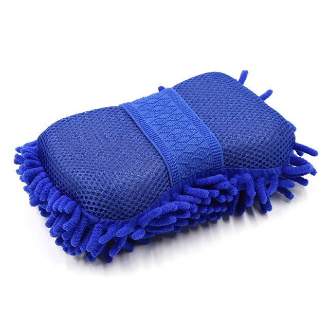 Blue Elastic Microfiber Chenille Wash Brush Sponge Pad Cleaner Car Cleaning Tool Unique Bargains Esponja de Lavado