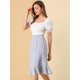 thumbnail image 4 of Allegra K Falda midi dividida con botones en la espalda y dobladillo con volantes florales para mujer Púrpura XS Unique Bargains Falda, 4 of 6