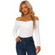 thumbnail image 1 of Disfraz de navidad Top de terciopelo de manga larga ajustado con hombros descubiertos para mujer Blanco M Unique Bargains Blusa, 1 of 2