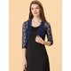 thumbnail image 5 of Top De Encogimiento De Hombros Para Mujer, Cárdigan De Encaje Floral Transparente De Manga 3/4 Azul Unique Bargains Cárdigan, 5 of 5
