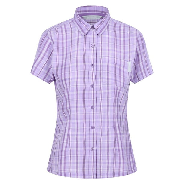 Regatta - Camisa Mindano VI Cuadro de Manga Corta para Mujer (Lila Pastel) Regatta UTRG6797_pastellilac