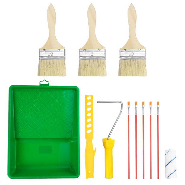 12uds Pintura Rodillo Kit, Pintura Herramientas, 8" Pl?stico Bandeja, 4" Pintura Rodillo, Marco, Pintura Agitar Palo, 3" Grosor Qu?mica Fibra Pintura Cepillos Unique Bargains kits de herramientas de pintura