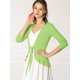 thumbnail image 4 of Cardigan Dobladillo Rizado Rebeca De Punto Frente De Corbata Para Mujeres Verde claro XL Unique Bargains Cárdigan, 4 of 6