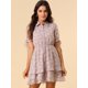 thumbnail image 2 of Vestido A Capas De Gasa Con Cordón Floral Cuello Peter Pan Para Mujer Rosa XS Unique Bargains Vestido, 2 of 6