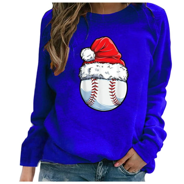 Sudadera de manga larga con estampado navideño informal con cuello redondo para mujer a la moda Fridja ghj987+4324