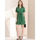 thumbnail image 3 of Vestido Camisero Con Botones Y Cinturón De Manga Corta Y Solapa Vintage Para Mujer Verde oscuro XL Unique Bargains vestidos costura lateral bolsillo fruncido puño cintura definida sinch, 3 of 6