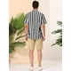 thumbnail image 5 of Camisa a rayas de verano para hombre Camisa con cuello abotonado y mangas cortas con bloques de colo Unique Bargains Camisa, 5 of 6