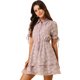 thumbnail image 1 of Vestido A Capas De Gasa Con Cordón Floral Cuello Peter Pan Para Mujer Rosa XS Unique Bargains Vestido, 1 of 6