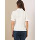 thumbnail image 5 of Top Floral De Manga Corta Con Botones Y Volantes En El Cuello De Peter Pan Para Mujer Blanco M Unique Bargains Top, 5 of 6