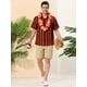 thumbnail image 3 of Camisa a rayas de verano para hombre Camisa con cuello abotonado y mangas cortas con bloques de color Negro Rojo S Unique Bargains Camisa, 3 of 6