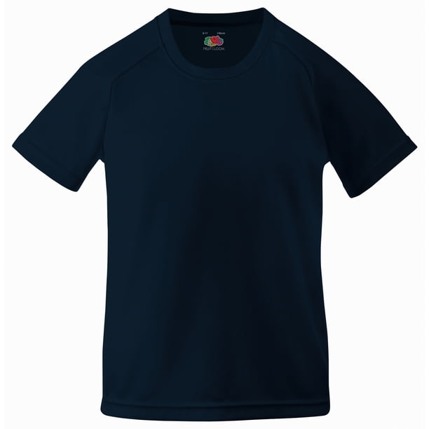 Fruit Of The Loom - Camiseta de deporte Transpirable Modelo Performance Unisex Niños Niñas - Deportes/Gimnasia/Correr (Paquete de 2) (Azul oscuro) Fruit of the Loom UTBC4275_deepnavy
