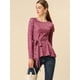 thumbnail image 3 of Allegra K Tops Peplum De Oto?o Con Volantes Y Estampado Floral De Manga Larga Para Mujer cereza XS Unique Bargains Blusa, 3 of 6