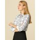 thumbnail image 2 of Allegra K Top De Cuadros Casual Camisa Con Botones Manga Larga Cuello De Corbata De Lazo Para Mujere Unique Bargains Camisa, 2 of 6