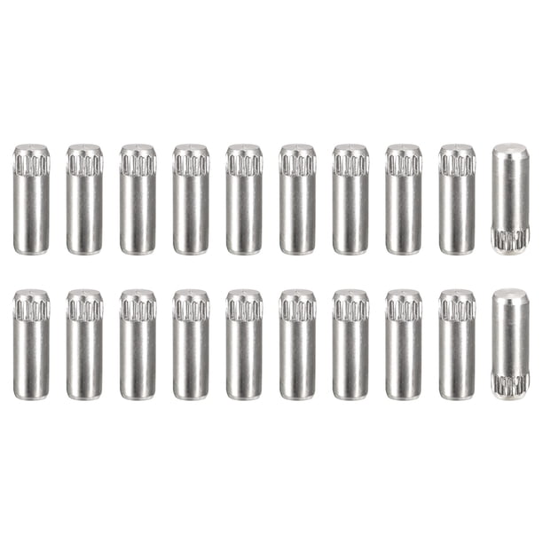 4x8mm 304 Inoxidable Acero Espiga Pasadores, 20uds Moleteado Cabeza Plana Chaflanada Extremo Espiga Pasador, Madera Litera Cama Estante Picas Soporte Estantes Fijar Elementos Unique Bargains pasadores