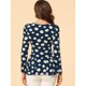 thumbnail image 5 of Camisa Peplum Estampada Con Cuello Redondo Y Mangas Largas De Leopardo Para Mujer Azul Floral S Unique Bargains Camisa, 5 of 6