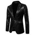 thumbnail image 1 of Chaqueta de traje de lentejuelas brillantes de Halloween para hombre, chaqueta de un botón brillante Unique Bargains Chaqueta, 1 of 6
