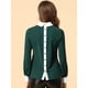 thumbnail image 2 of Camisa De Trabajo A Cuadros A Cuadros Con Cuello Vuelto En Contraste Para Mujer Verde oscuro L Unique Bargains Camisa, 2 of 6