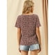 thumbnail image 5 of Blusa De Gasa Con Cuello Redondo Y Manga Corta Con Estampado De Mariposa Para Mujer Rojo oscuro XL Unique Bargains Blusa, 5 of 6