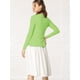 thumbnail image 5 of Cardigan Dobladillo Rizado Rebeca De Punto Frente De Corbata Para Mujeres Verde claro XL Unique Bargains Cárdigan, 5 of 6