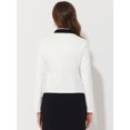 thumbnail image 4 of Elegante chaqueta de traje de oficina de trabajo sin cuello con cuello en V para mujer blanco S Unique Bargains Blazer, 4 of 4
