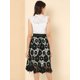 thumbnail image 5 of Allegra K Faldas Midi De Encaje Floral Con Cintura Elástica Elegante Para Mujer Negro S Unique Bargains Falda, 5 of 6