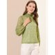 thumbnail image 5 of Blusas de manga larga de encaje para mujer Blusas florales elegantes con cuello con volantes Verde c Unique Bargains ver a través del club de blusa de encaje, 5 of 6