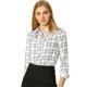 thumbnail image 1 of Allegra K Top De Cuadros Casual Camisa Con Botones Manga Larga Cuello De Corbata De Lazo Para Mujere Unique Bargains Camisa, 1 of 6