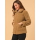 thumbnail image 4 of Allegra K Abrigo de chaqueta mullida con solapa de piel sintética y cremallera para mujer Caqui L Unique Bargains abrigo, 4 of 6
