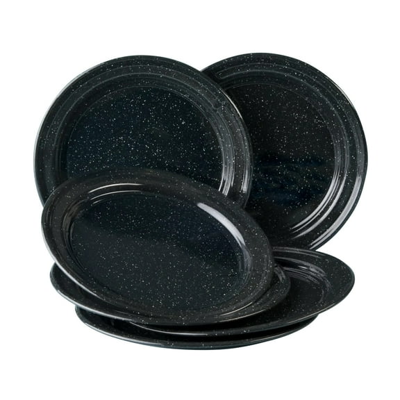 Plato Trinche Cinsa Peltre Jaspeado Negro 26 cm