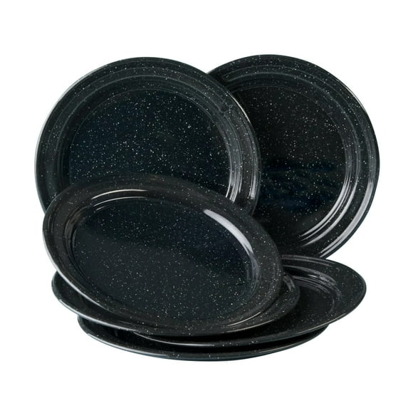 Plato Trinche Cinsa Peltre Jaspeado Negro 26 cm
