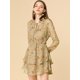 thumbnail image 3 of Mini Vestido De Gasa Con Capas De Cuello Con Lazo En La Cintura Con Estampado Floral Para Mujer Beig Unique Bargains Vestido, 3 of 6