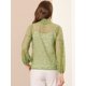 thumbnail image 3 of Blusas de manga larga de encaje para mujer Blusas florales elegantes con cuello con volantes Verde c Unique Bargains ver a través del club de blusa de encaje, 3 of 6