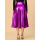 thumbnail image 4 of Falda Midi Holográfica Plisada Acampanada De Cintura Alta Metalizada Brillante Para Mujer Púrpura S Unique Bargains Falda, 4 of 5