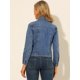thumbnail image 5 of Chaqueta vaquera rasgada para mujer Chaquetas camionero de mezclilla lavada con cuello vuelto Azul M Unique Bargains Chaqueta, 5 of 6