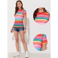 thumbnail image 2 of Blusa de arcoíris para mujer, blusa semitransparente de manga corta para salir de noche arcoíris M Unique Bargains Blusa, 2 of 5