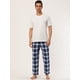 thumbnail image 3 of Pantalones de pijama a cuadros para hombre, pantalones de dormir con cordón, pantalones de pijama con bolsillos gris azul oscuro M Unique Bargains Pantalones, 3 of 6