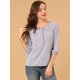 thumbnail image 3 of Blusa floral de manga raglán con cuello de pajarita 3/4 para mujer Morado claro XS Unique Bargains Blusa, 3 of 6