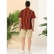 thumbnail image 5 of Camisa a rayas de verano para hombre Camisa con cuello abotonado y mangas cortas con bloques de color Negro Rojo S Unique Bargains Camisa, 5 of 6