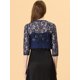thumbnail image 4 of Top De Encogimiento De Hombros Para Mujer, Cárdigan De Encaje Floral Transparente De Manga 3/4 Azul Unique Bargains Cárdigan, 4 of 5